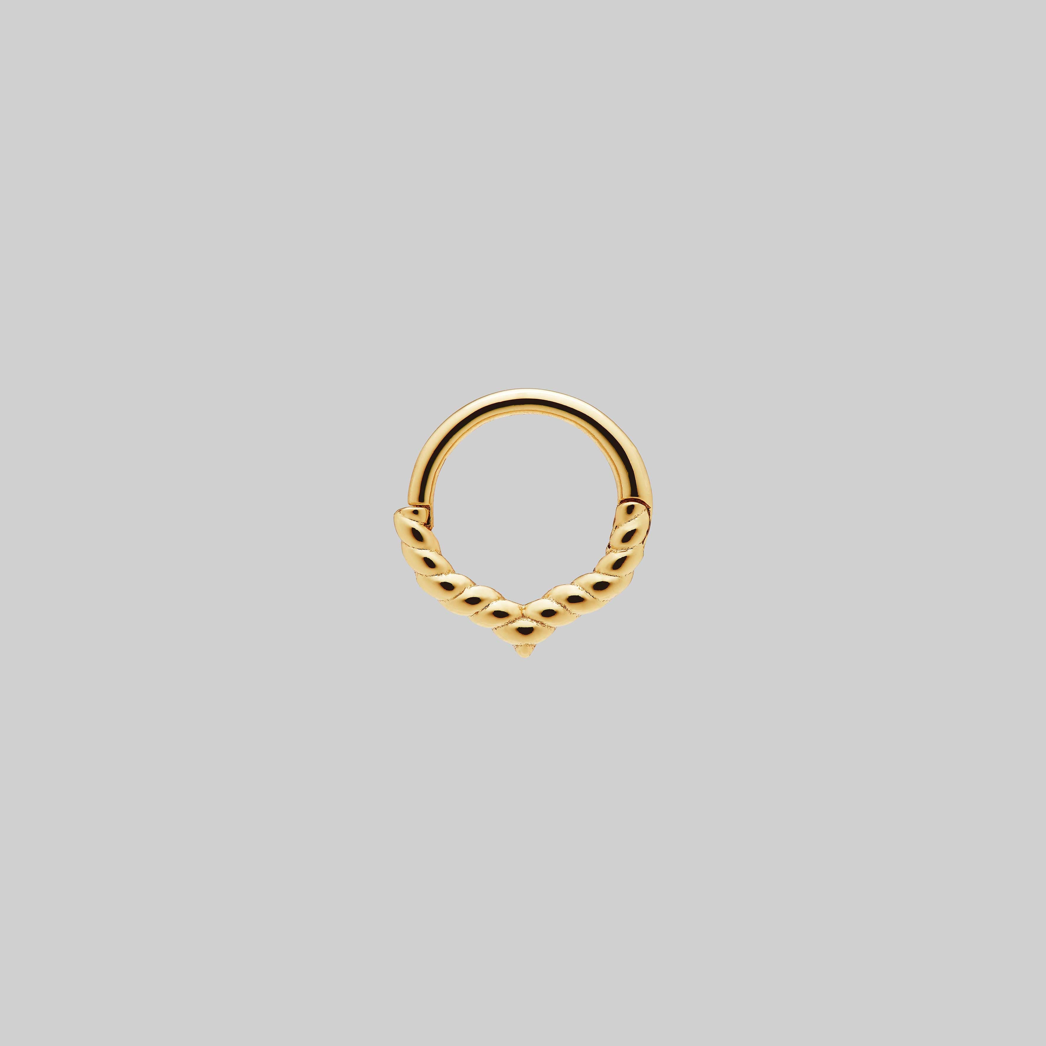 Gold chevron rope septum clicker ring