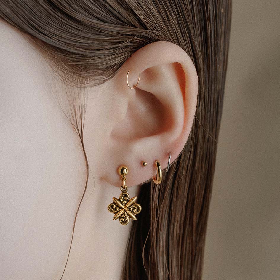gold crest swirl whimsy goth earrings
