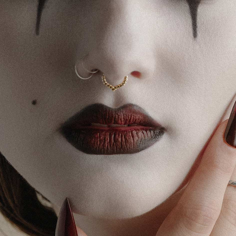 EDITH. Twisted Chevron Septum Clicker Ring - Gold Gold twisted gothic septum clicker ring