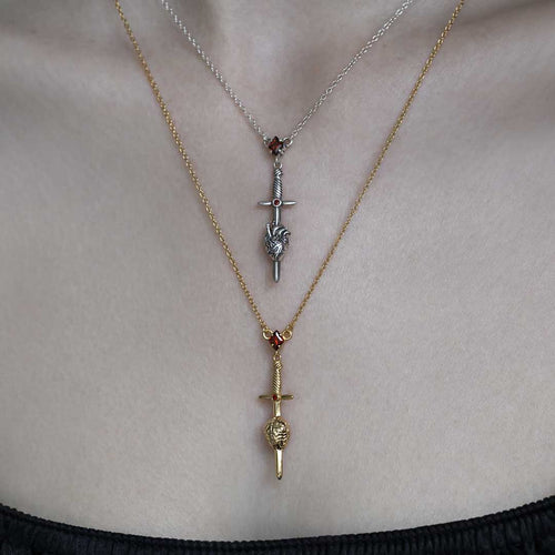 ALL MY MIND. Sword & Brain Necklace - Silver