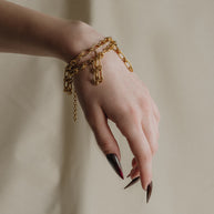 gold twisted double chain ornate bracelet