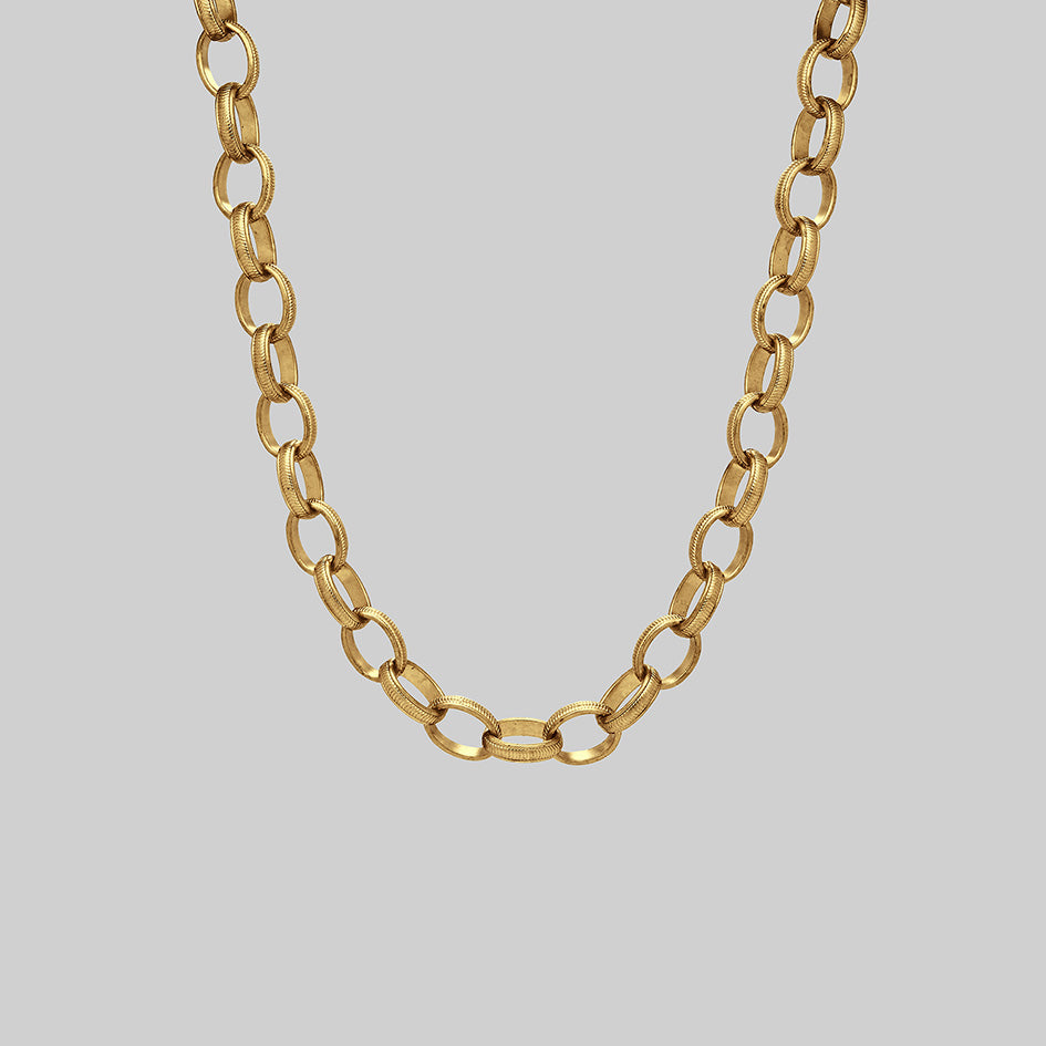 Gold gothic textured chunky chain necklace