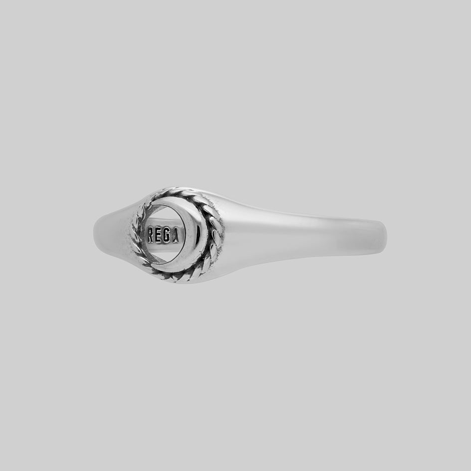 Silver celestial crescent moon stars gothic ring