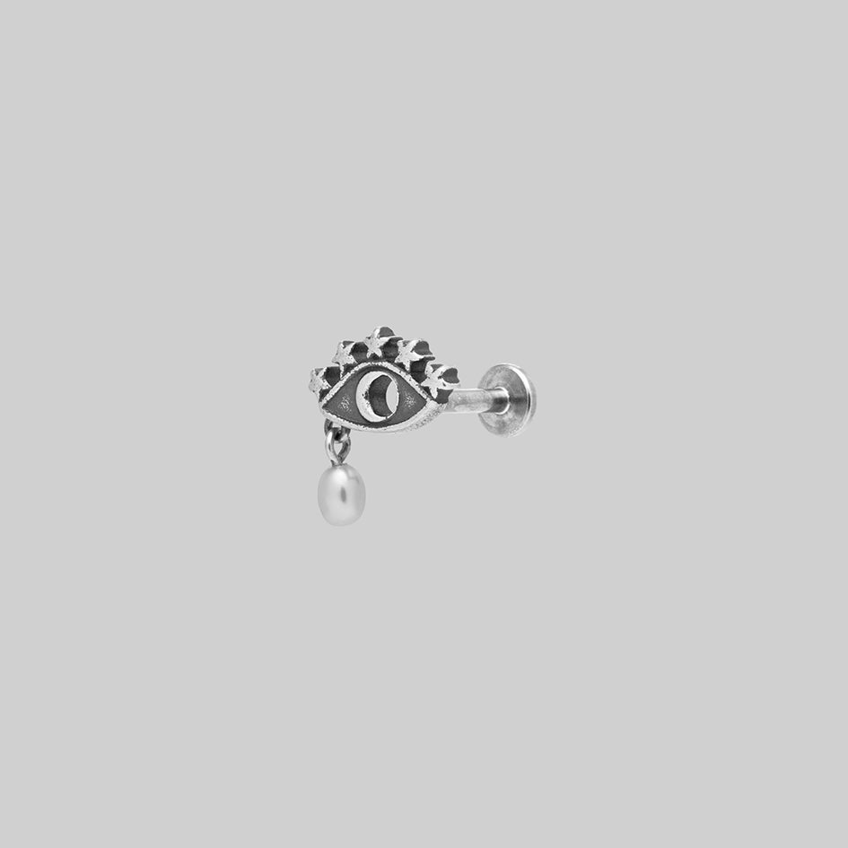 silver half moon celestial eye stud pearl tragus helix forward helix piercing