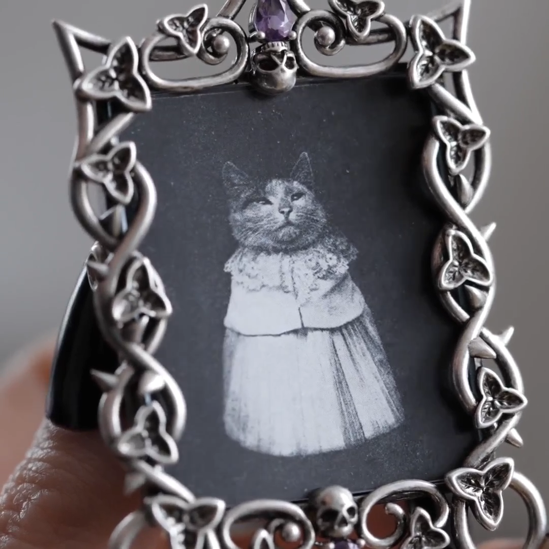 Silver gothic Victorian amethyst inspired photo frame