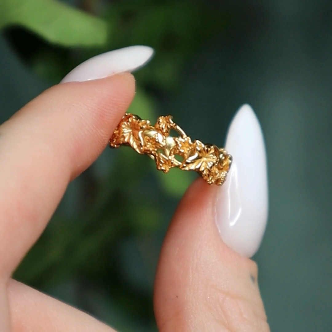 ivy leaf band ring gold