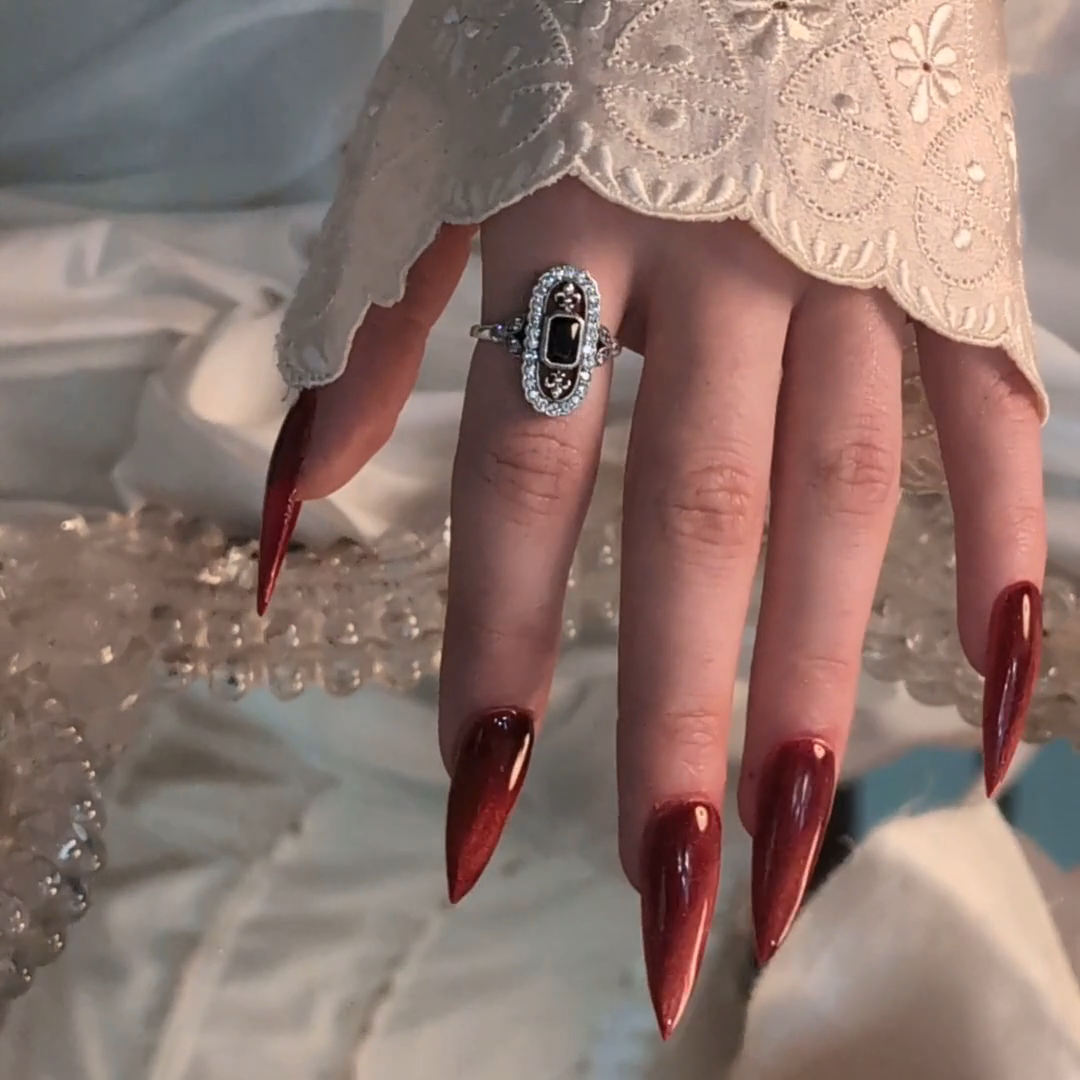 CZ statement ring with black onyx and fleur de lis