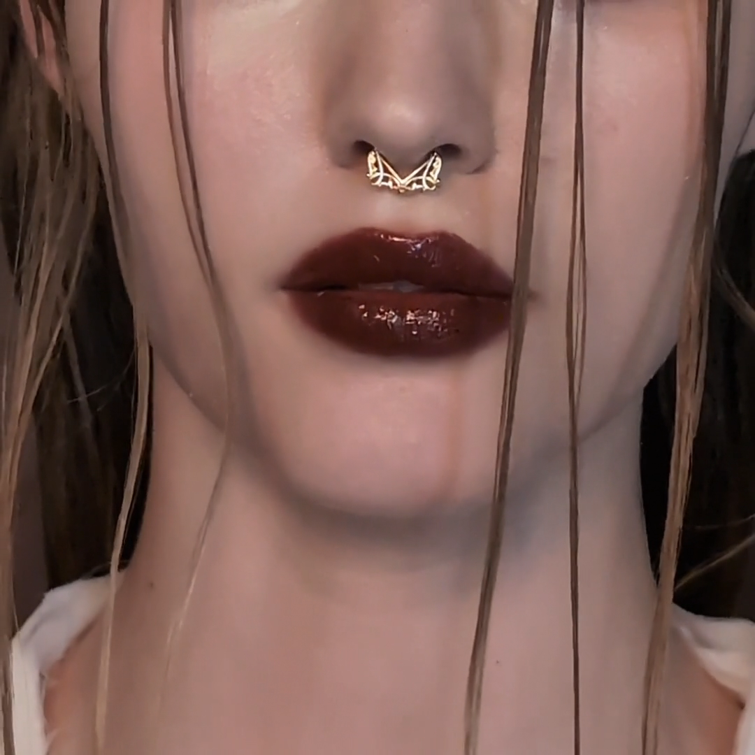 gold lace septum daith forward helix clicker ring