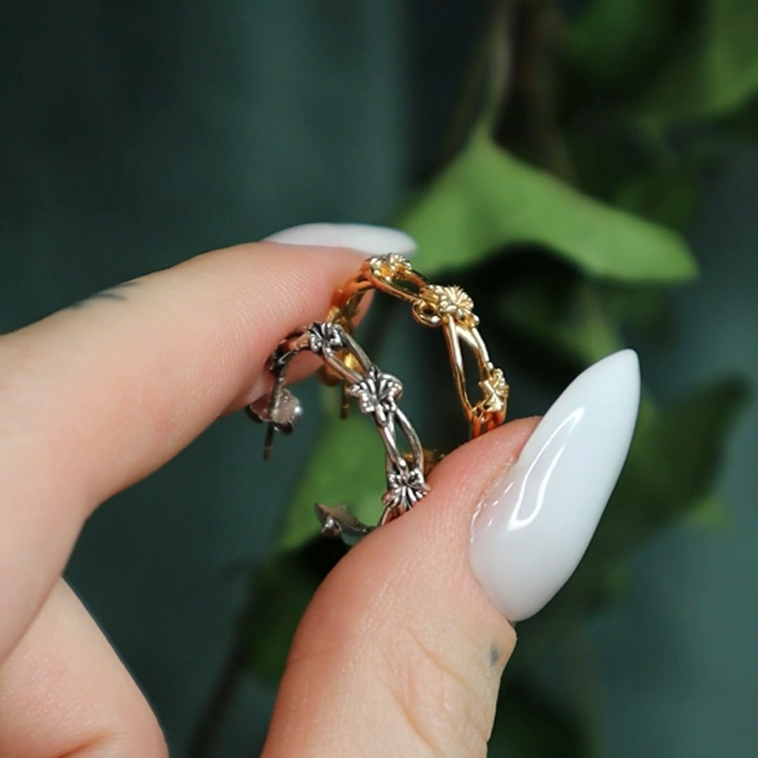 climbing ivy leaf hoop earrings silver gold