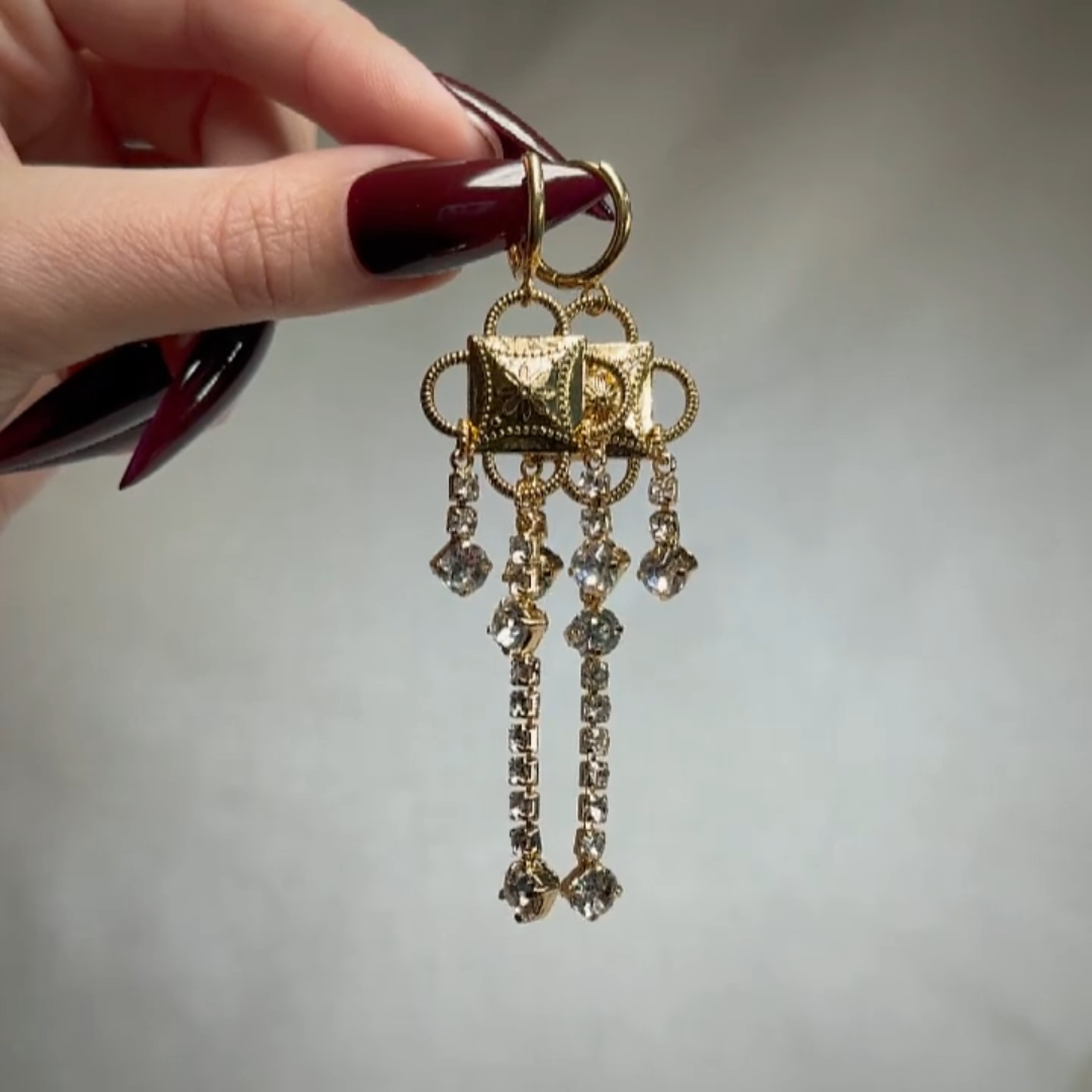 gold gothic sparkle hoop earrings