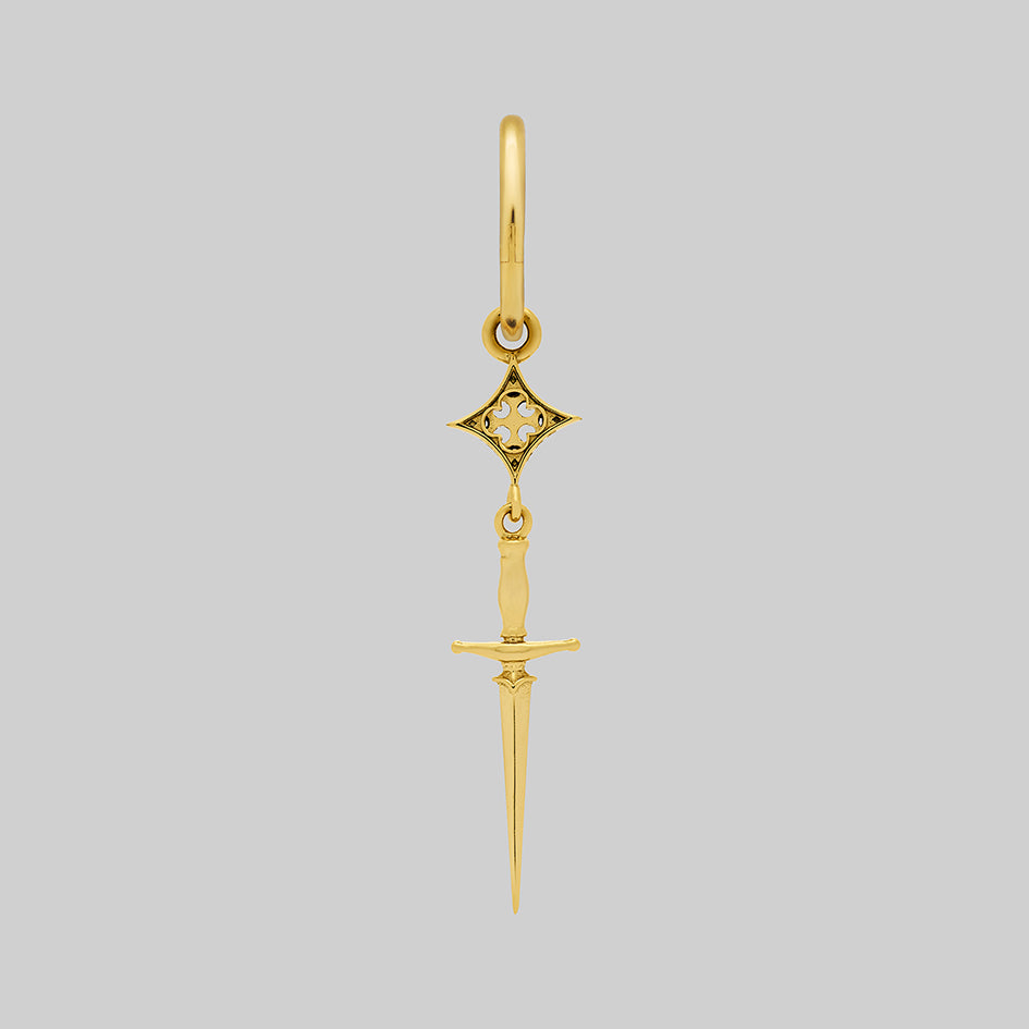 Gold dainty dagger gothic hoop earrings