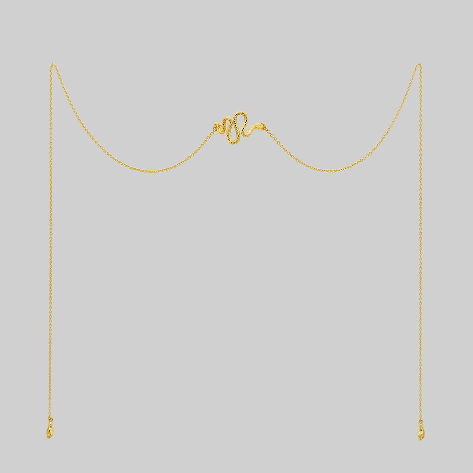 gold snake dainty face chain