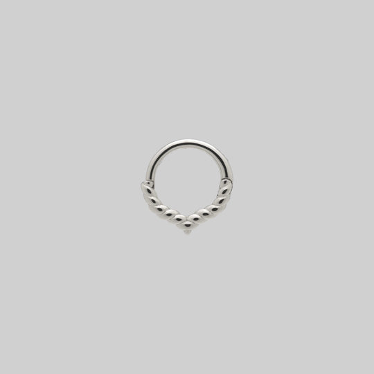 EDITH. Twisted Chevron Septum Clicker Ring - Silver