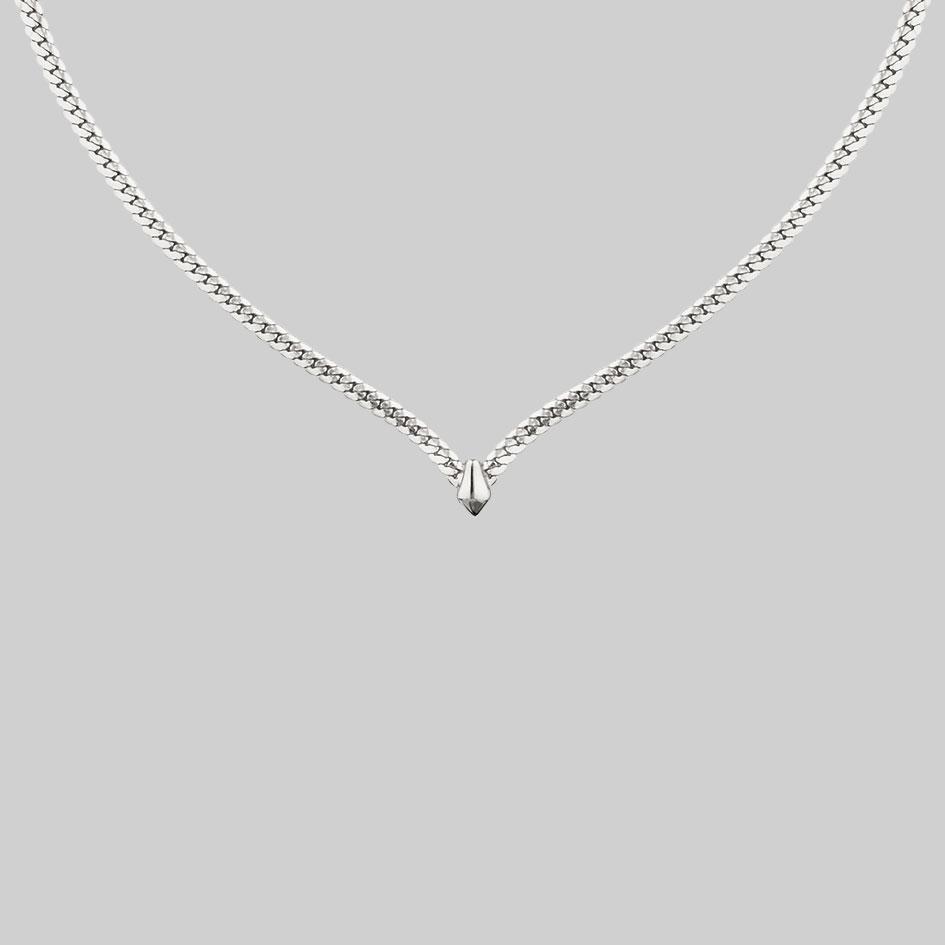 silver chevron collar necklace