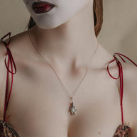 silver clown charm vintage necklace