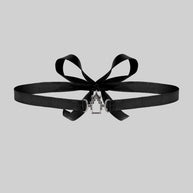 LENORE. Gothic Arch Window Satin Choker - Silver