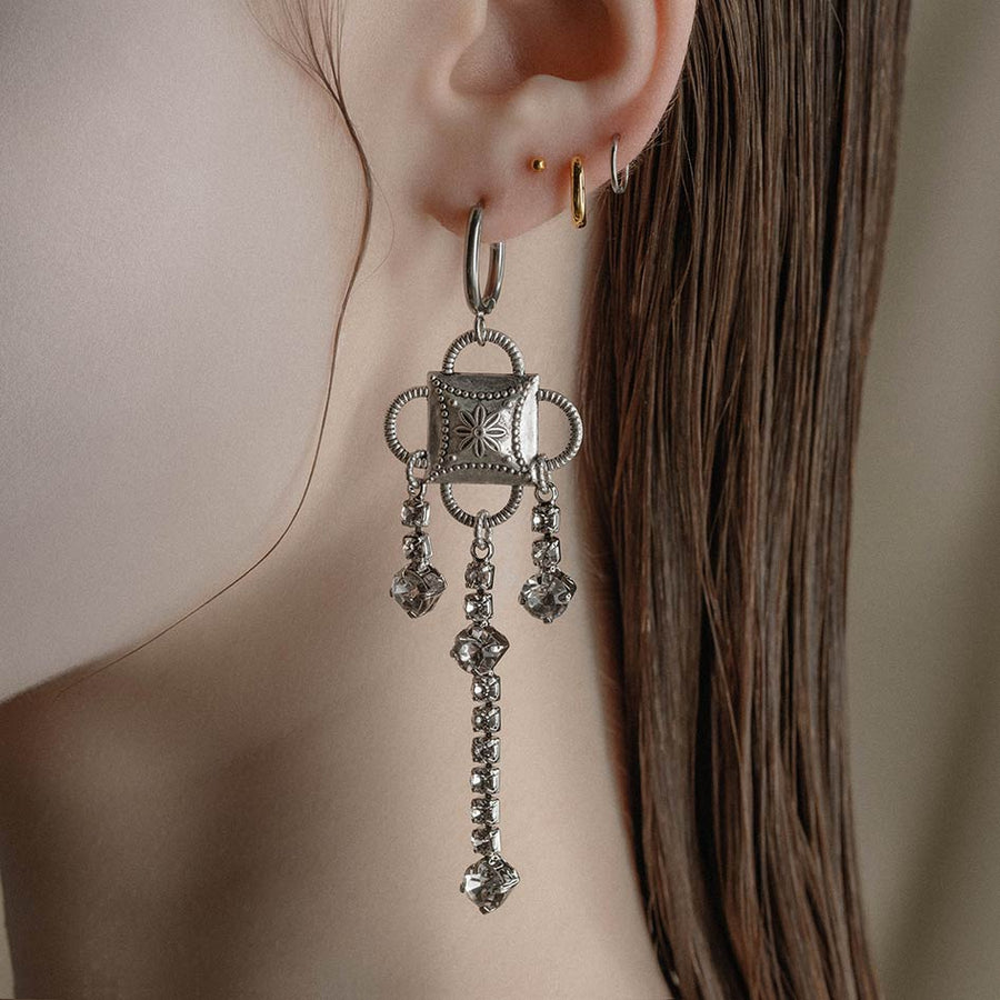 MITZY. Trapeze Inspired Hoop Earrings - Silver silver gothic hoop vintage style earrings