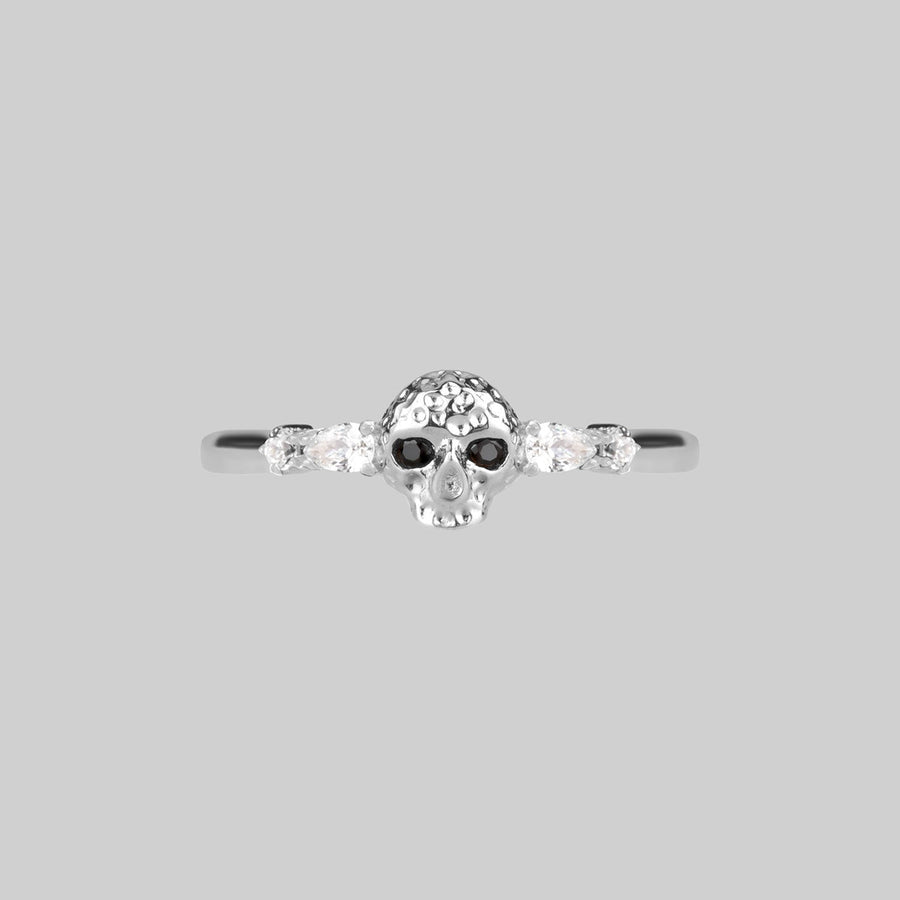 REMINISCENCE. Skull Head Onyx Silver Ring