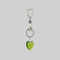 UNITE. Hand Grasping Green Glass Heart Earrings - Silver