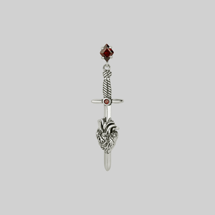 HEART & MIND. Heart & Brain Sword Earrings - Silver silver sword anatomical heart earring