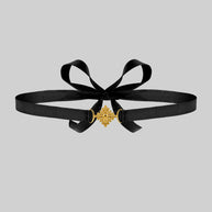BODICE. Skull & Cross Satin Choker - Gold
