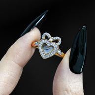 eye cubic zirconia heart dainty bow gold ring