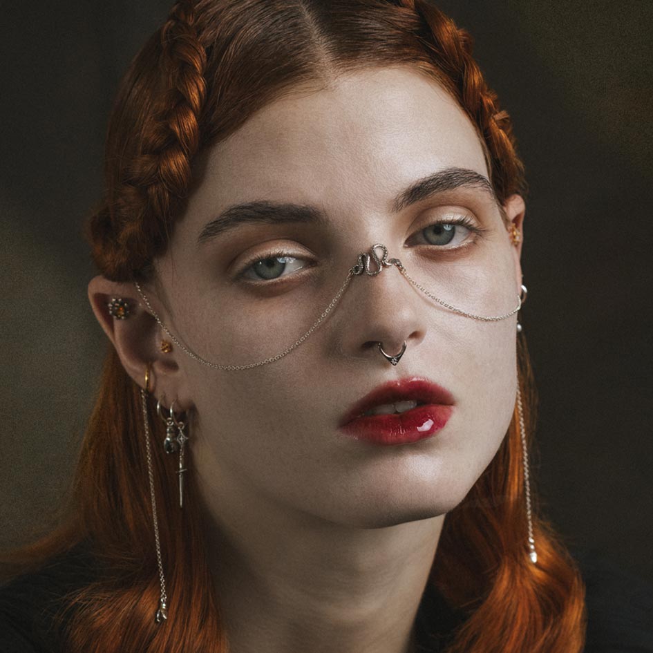 gothic star chevron silver clicker septum ring