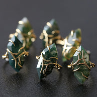 green natural gemstone gold ring