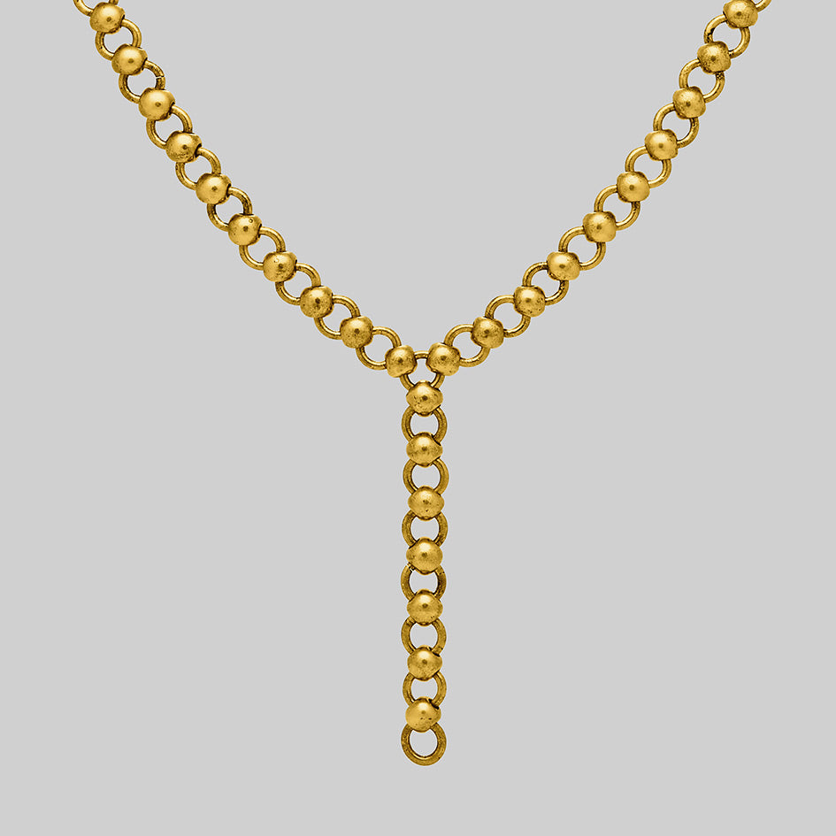 Gold lariat chunky chain necklace