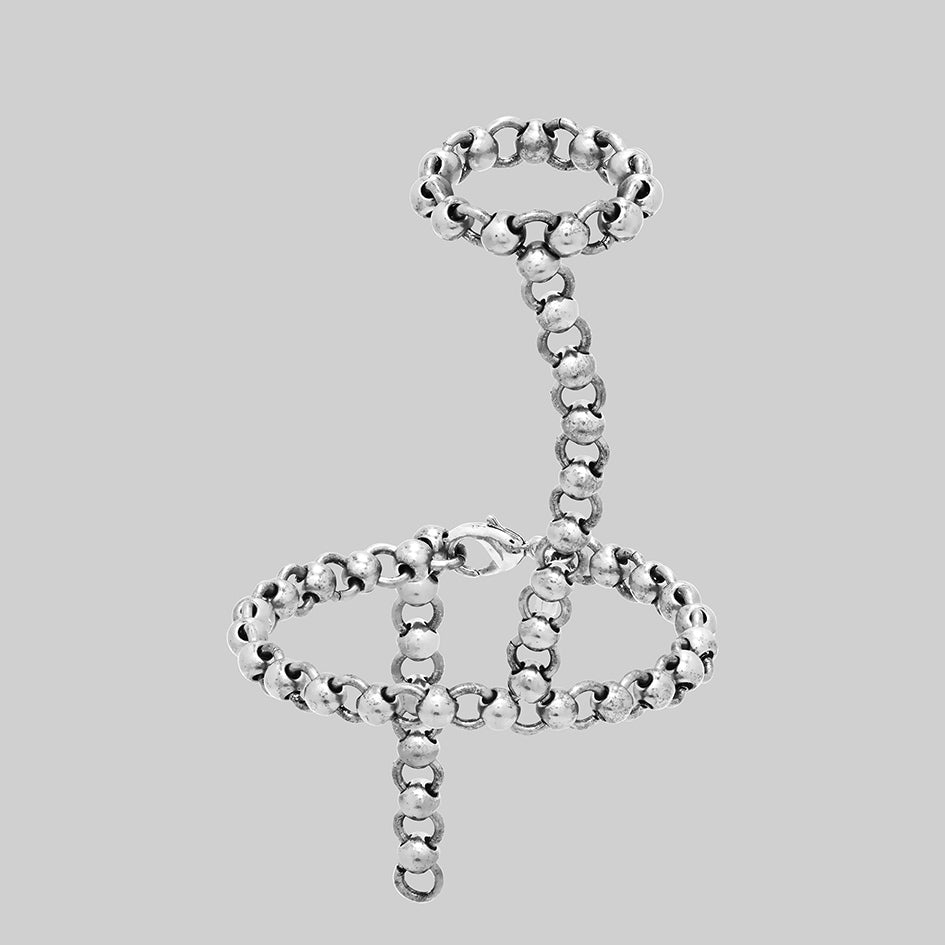 silver chunky hand chain gothic ornate