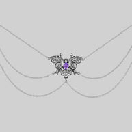 amethyst and silver skull ornate necklace 