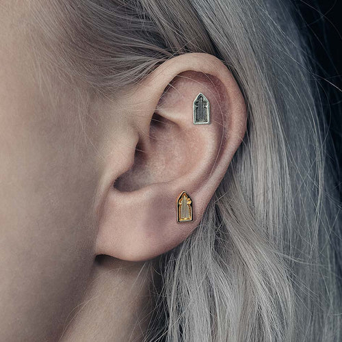 SAINT. Gothic Trefoil Stud Earring - Gold