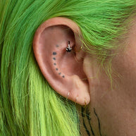 Black heart silver clicker earrings