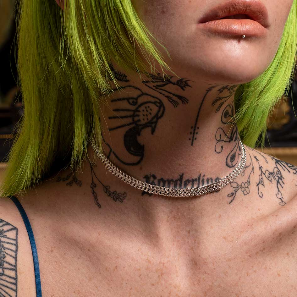 chunky silver chain choker