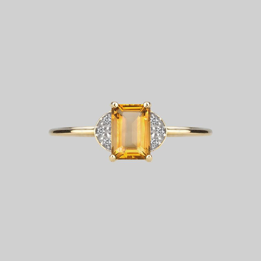 Citrine Quartz gemstone gold ring