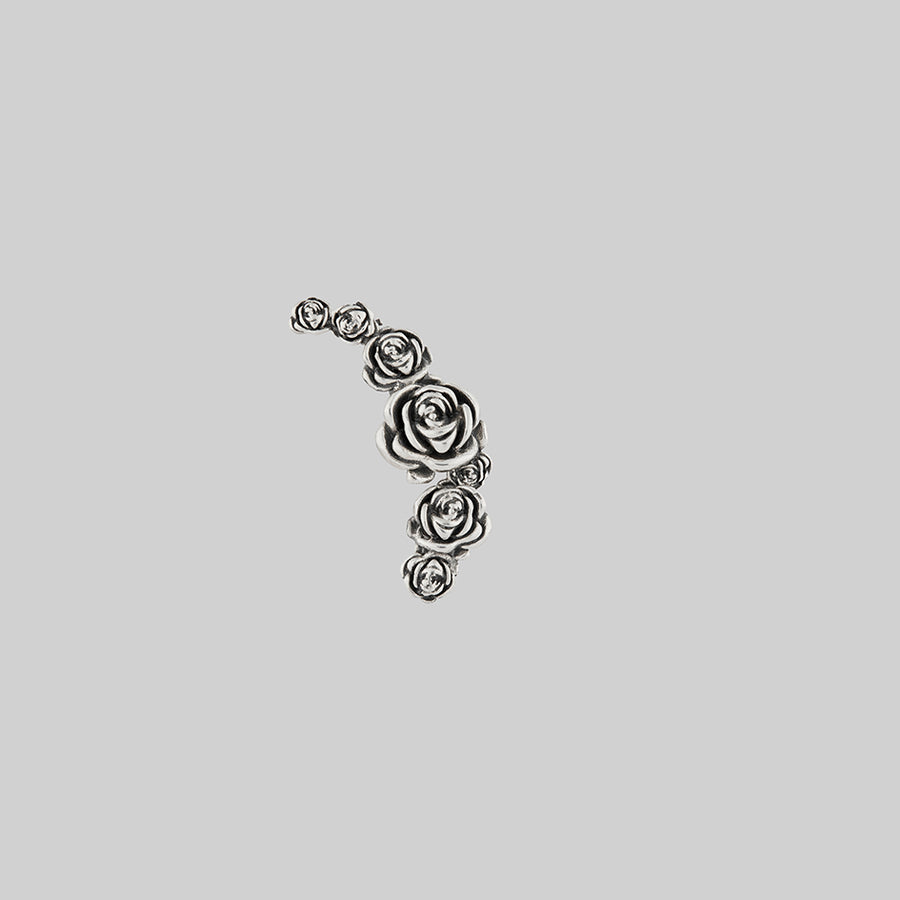 DAMASK. Rose Foliage Stud Earring - Silver damask rose threader earring