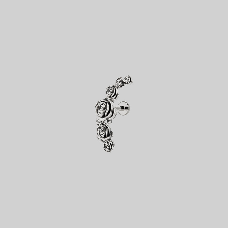 DAMASK. Rose Foliage Stud Earring - Silver rose silver helix stud
