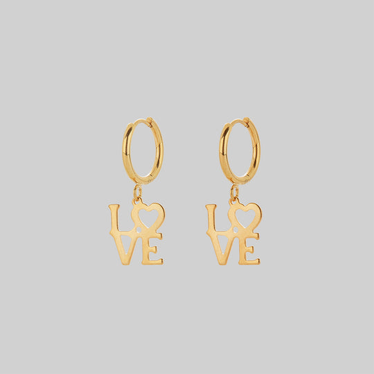 Make Love Not War Hoop Earrings - Gold
