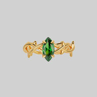 Gold thorn green gemstone ring