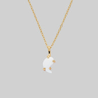 Gold Yin Yang pendant white stone necklace