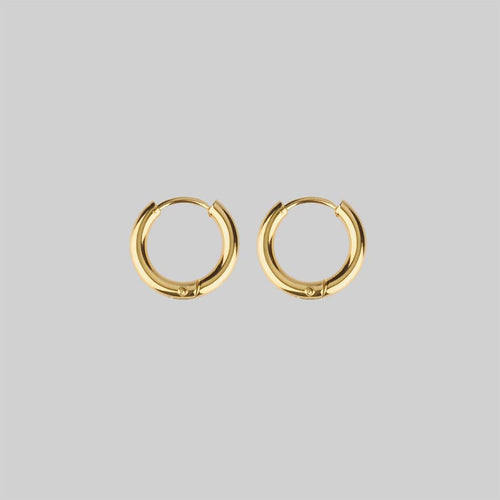 SURVIVAL. Symbolic Barbed Wire Clicker Hoop Earrings - Gold