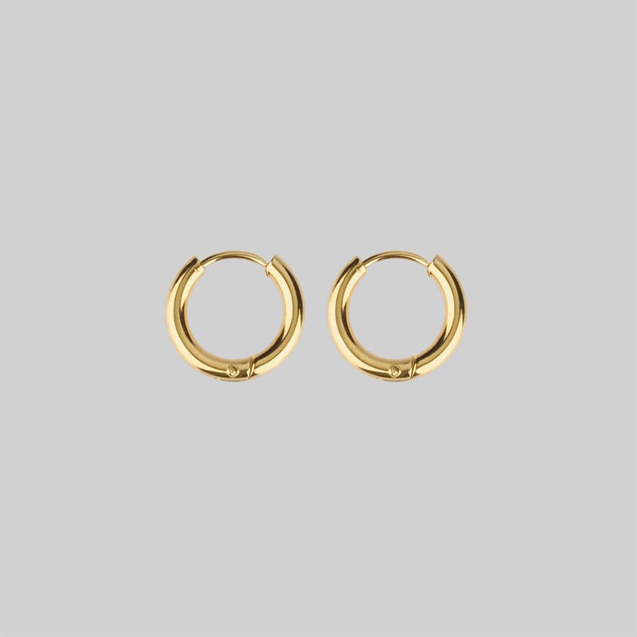 Small gold hinge huggie hoop earrings