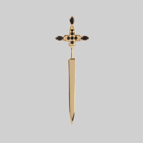 MAJESTY. Garnet Dagger Single Earring - Gold