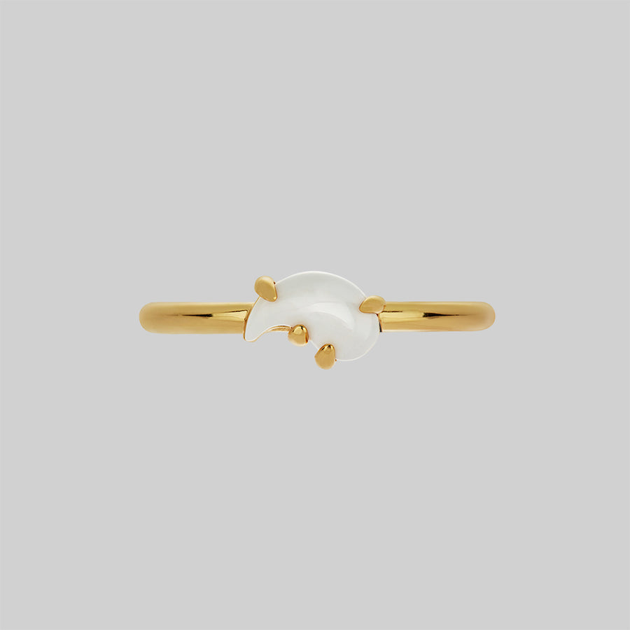 Yin & Yang Gemstone Rings - Gold Gold Yang white stone ring