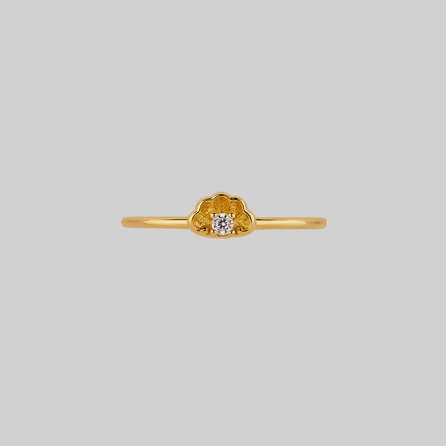Gold clam shell delicate ring