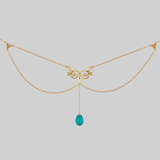 FAITH. Glass Droplet Ivy Necklace - Gold