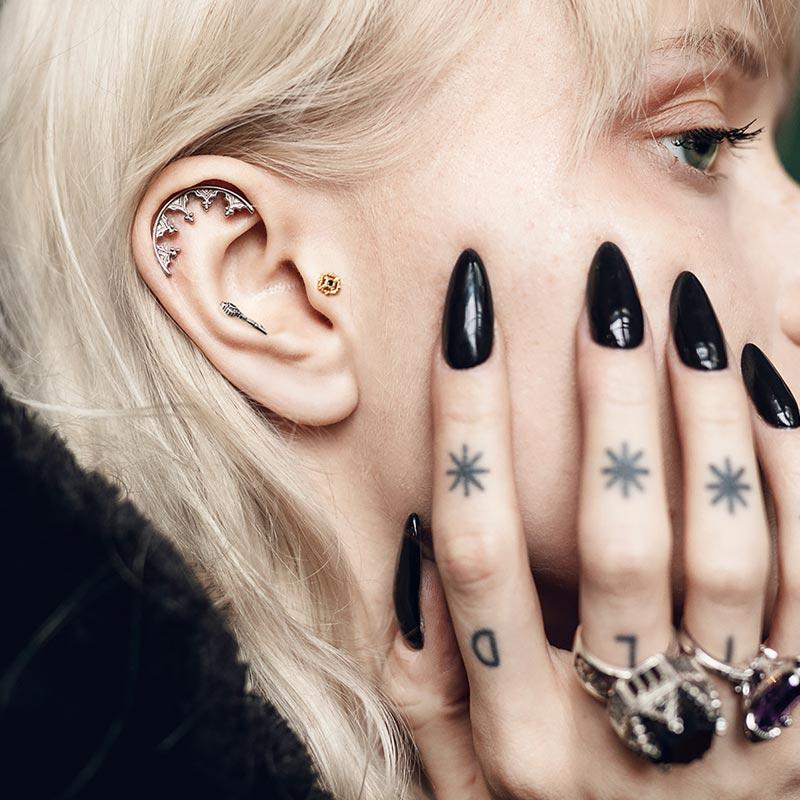 MORWENA. Gothic Arch Stud Earring - Silver Gothic arch cartilage earring