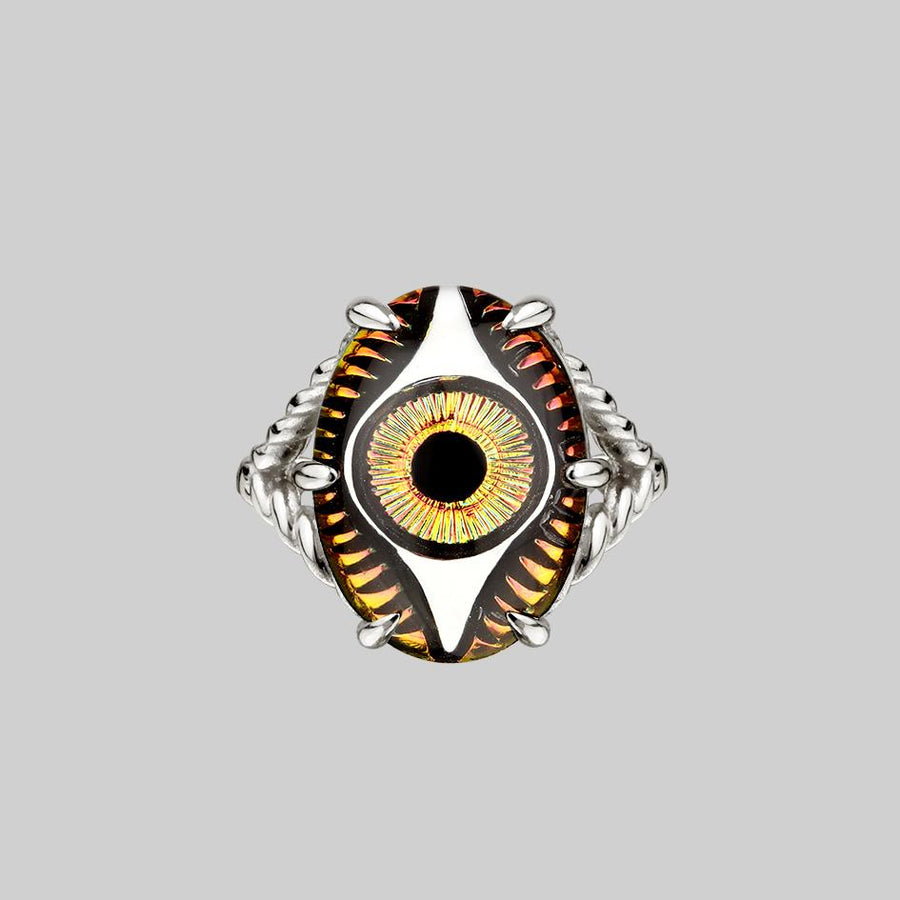 sterling silver colourful glass eye ring