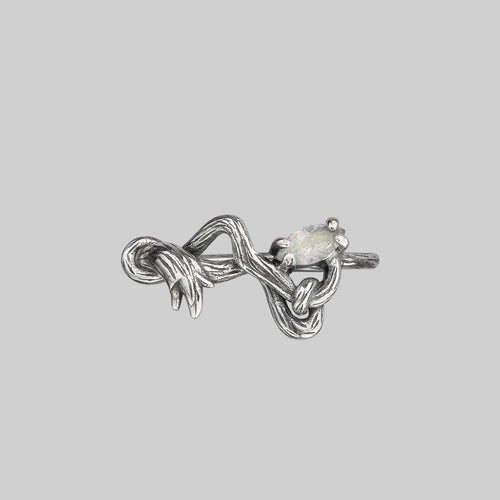 DEATH BLOOM. Labradorite Gemstone Hoop Earrings - Silver