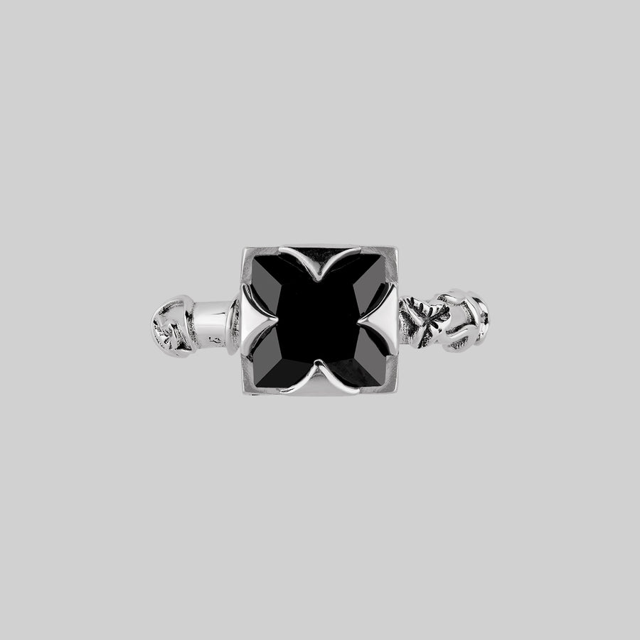 Large onyx gemstone silver ring